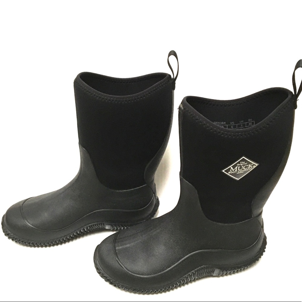 The original Muck boot company stretchy black pull on chore boots 6* READ